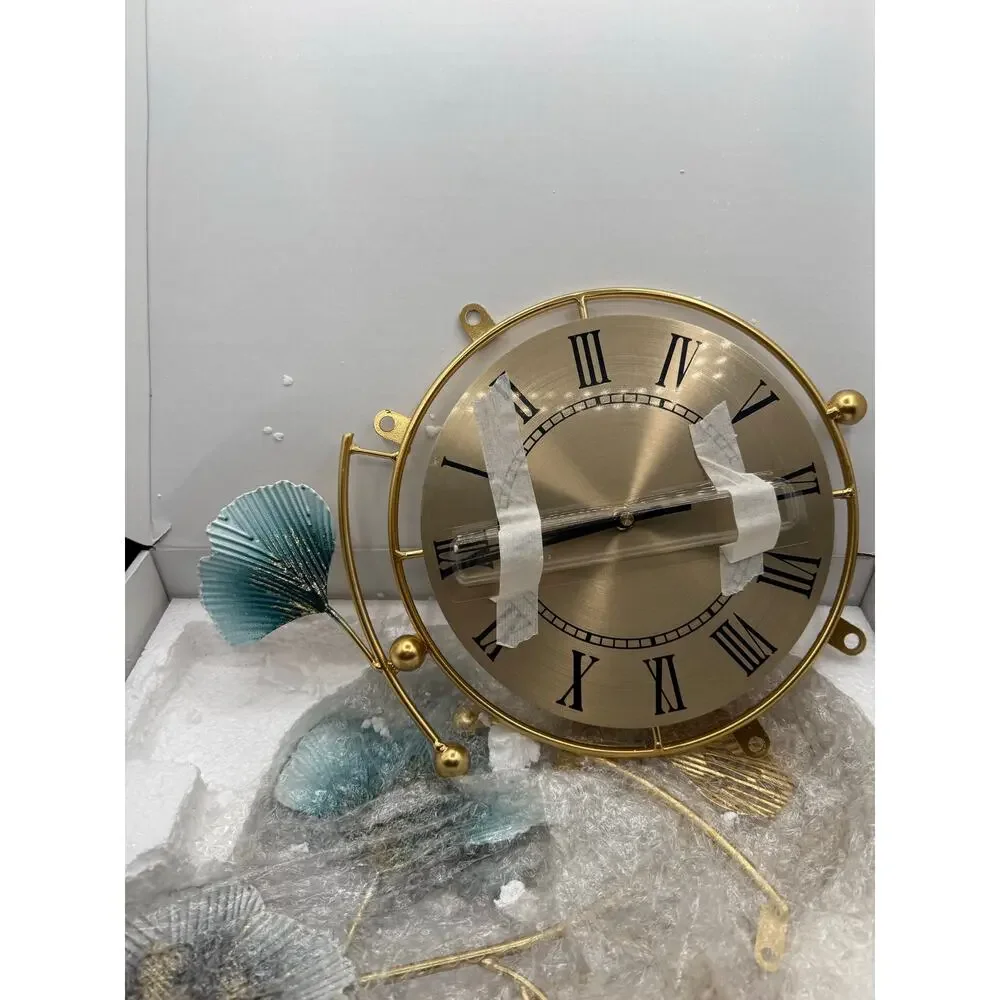 Large Gold Floral Wall Clock Elegant Modern Design-New-Needs Assembly